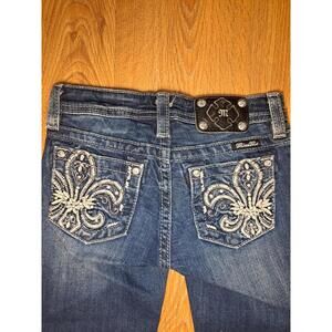 Miss Me Cuffed Capri Jeans Girls Size 10 Blue Cotton